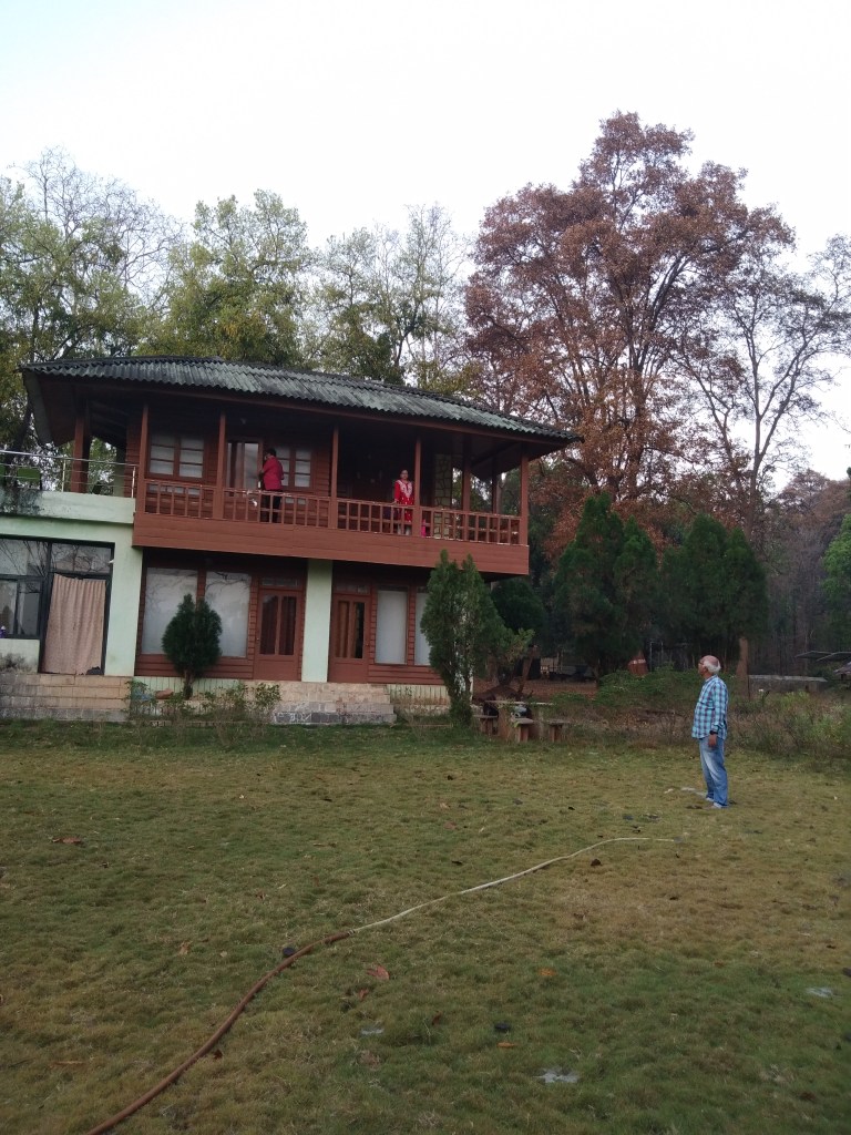 Log hut can easily accommodate three couples.. 